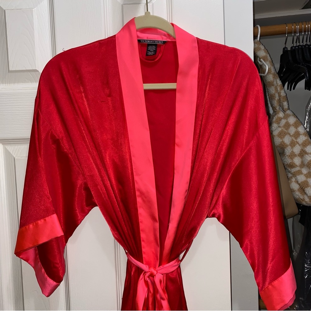 Pink and Red Victoria’s Secret satin short robe